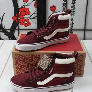 NWT Women’s Vans Fillmore Hi Vansgu Red Winter Suede Port Royal/White size 8